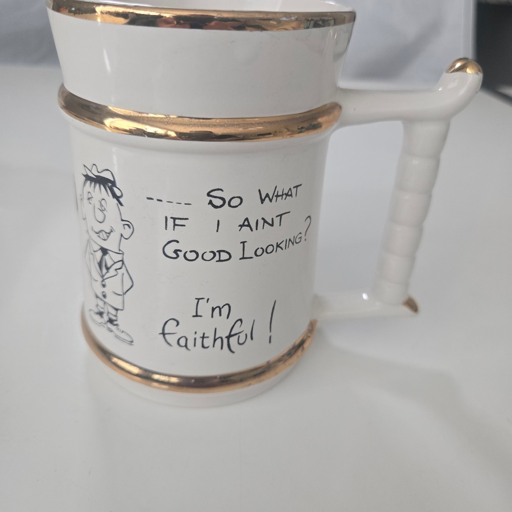 Vintage Prince William Ware England 22K Gold Trim Humorous Faithful Mug